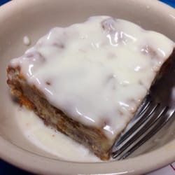 J. Gumbo's - Bread pudding is a cross between a traditional bread pudding and a tres leches dessert.