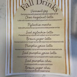 Breakaway Carrboro - Fall Drinks menu