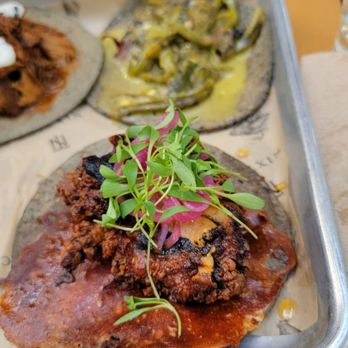 Nixtaco - Nashville hot chicken. Nashville hot is quite hot, adds capcacin pain but prob not more flavor. Fave of the bunch. - Mexican Near Me - Roseville, California Nixtaco - Nashville hot chicken. Nashville hot is quite hot, adds capcacin pain but prob not more flavor. Fave of the bunch. - Mexican Near Me - Roseville, California