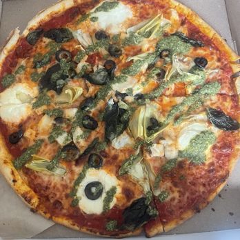 Blaze Pizza - Chicken, artichoke, black olives and Ricotta cheese gf pizza - Pizza Near Me - Temecula, California Blaze Pizza - Chicken, artichoke, black olives and Ricotta cheese gf pizza - Pizza Near Me - Temecula, California