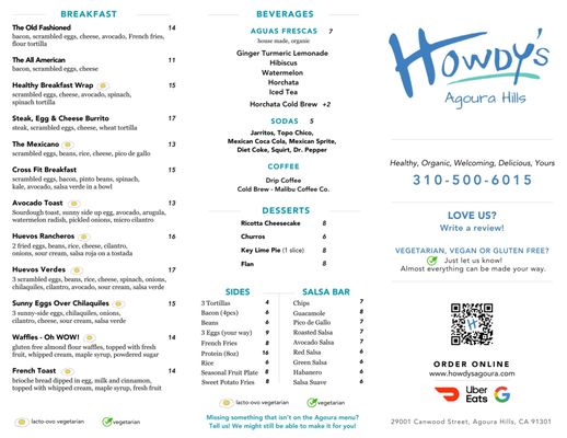 Menu photo 4 Howdy's Agoura Hills, CA