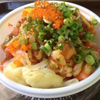 PokiNometry - Medium bowl with half brown/white rice & salmon, tuna, shrimp - Japanese Near Me - Anaheim, California PokiNometry - Medium bowl with half brown/white rice & salmon, tuna, shrimp - Japanese Near Me - Anaheim, California