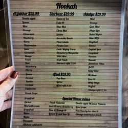 Zaman Hookah Lounge - Menu (as of Nov 2025)
