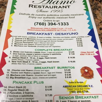 Alamo Restaurant - I want to go back and try everything! - Mexican Near Me - Thermal, California