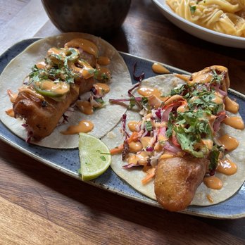 Von's 1000Spirits - Beer Battered Alaskan Cod Tacos. So delicious! - New American Near Me - Seattle, Washington