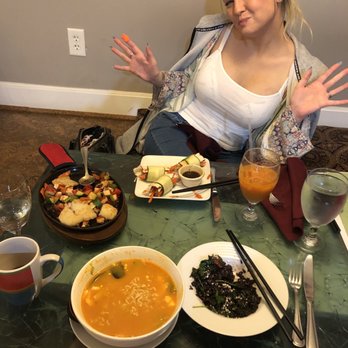 Roots - Forbidden Rice Risotto, Spicy Tofu Ramen,  Cucumber Roll, Sizzling Rice and Vegetables, Osprey Gunpowder Tea, Thai Tea - Vegetarian Near Me - Louisville, Kentucky