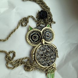 The owl necklace that I got my sister. She loved it! The owl necklace that I got my sister. She loved it!