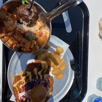 Pym Test Kitchen - Impossible spoonful and chicken sandwich - Coffee & Tea Near Me - Anaheim, California