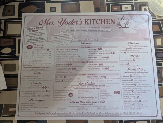Menu photo 4 Mrs. Yoder's Kitchen Millersburg, OH Menu photo 4 Mrs. Yoder's Kitchen Millersburg, OH