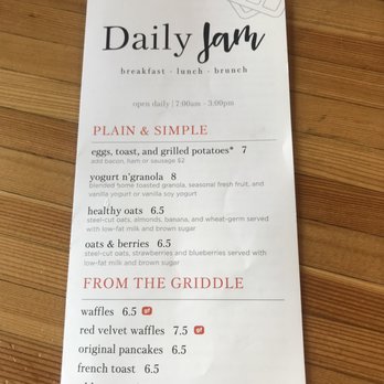 Daily Jam - Breakfast & Brunch Restaurant - Menu - New American Near Me - Tempe, Arizona