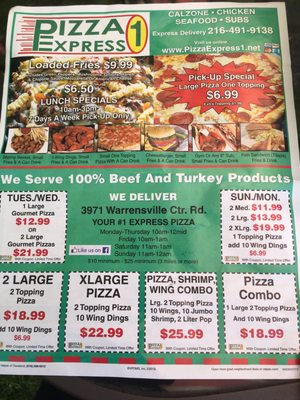 Menu photo 1 Pizza Express 1 Beachwood, OH Menu photo 1 Pizza Express 1 Beachwood, OH