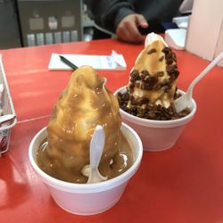 Mike's Dairy Bar - Peanut butter sundae and turtle sundae