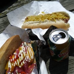 Bifana Boys Food Truck - Gourmet Dog *top* Piri Piri Chicken *left* as well as Sumol pop (fruit soda)