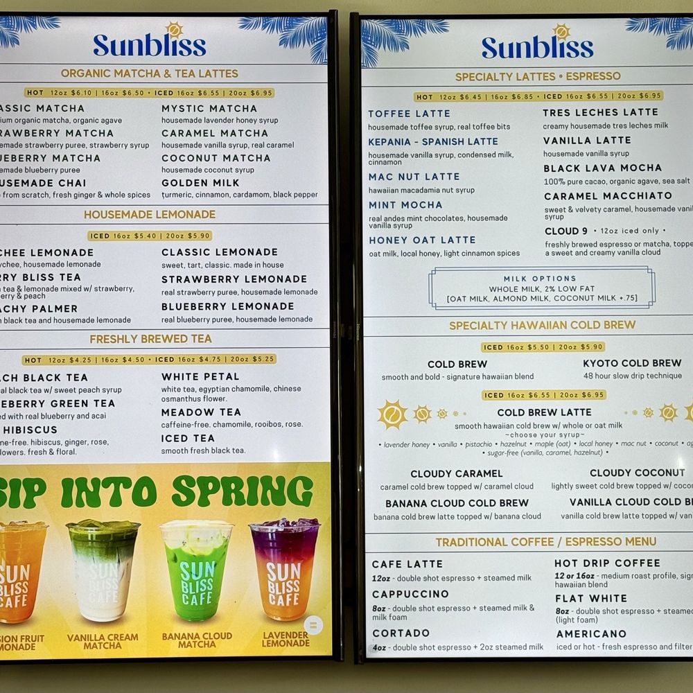Sunbliss Cafe - Menu 3 - 2/2026 - Coffee & Tea Near Me - Anaheim, California Sunbliss Cafe - Menu 3 - 2/2026 - Coffee & Tea Near Me - Anaheim, California