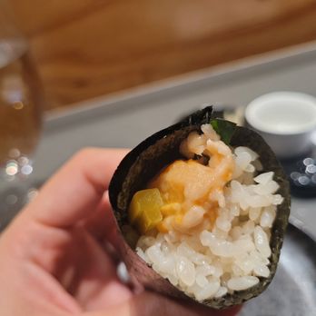 Hidden Fish - Yellowtail Handroll | Pickled Radish, Shiso Leaf - Sushi Bars Near Me - San Diego, California Hidden Fish - Yellowtail Handroll | Pickled Radish, Shiso Leaf - Sushi Bars Near Me - San Diego, California