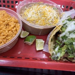 Chicken taco, rice and beans Chicken taco, rice and beans