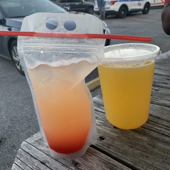 London Chippy - two drinks on a picnic table - Food Trucks Near Me - Gambrills, Maryland