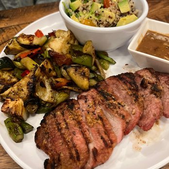 Kitchen 101 - Pork tenderloin with veggies and quinoa salad. - Diners Near Me - Irving, Texas