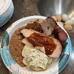 a plate of meat and beans a plate of meat and beans