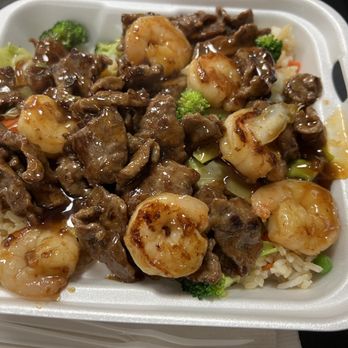 Mama Fresh Grill Teriyaki - Beef and shrimp with fried rice - Chicken Shop Near Me - Hesperia, California Mama Fresh Grill Teriyaki - Beef and shrimp with fried rice - Chicken Shop Near Me - Hesperia, California