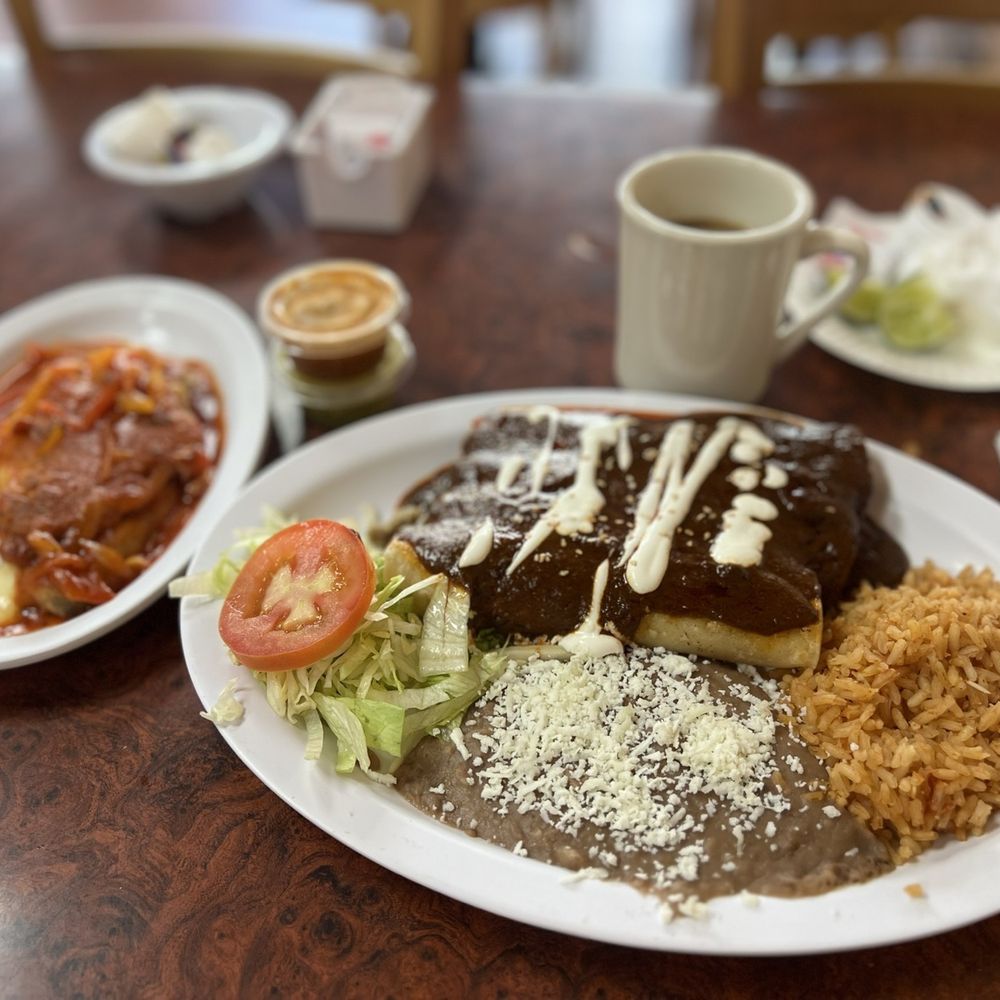 Los Compadres Tacos - My amazing breakfast! Mole chicken enchiladas, chile relleno and coffee. Life is good. - Tacos Near Me - Whittier, California Los Compadres Tacos - My amazing breakfast! Mole chicken enchiladas, chile relleno and coffee. Life is good. - Tacos Near Me - Whittier, California