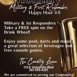 Country Luau Saloon - Military and First Responders take a free spin on the drink wheel!