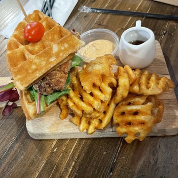 Hide Out Cafe - Fried Chicken Waffle amazing! - Cafes Near Me - Rowland Heights, California
