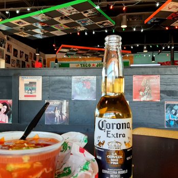 Taco Joint - Chicken tortilla soup, Corona Extra beer, and record covers.....a plethora of record covers! - Tex-Mex Near Me - Dallas, Texas
