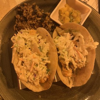 Beach House - Fish tacos comes with mango salsa, rice and beans. Amazingly good - Bars Near Me - Pompano Beach, Florida