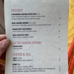 Dessert Menu Dessert Menu