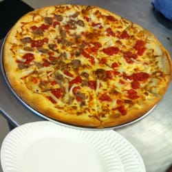 The Trenton style tomato pie(with half sausage added)