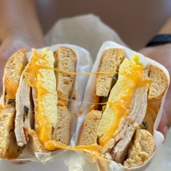 Delicious Donuts and Bagels - Turkey egg and cheese breakfast bagel - Donuts Near Me - Newark, California Delicious Donuts and Bagels - Turkey egg and cheese breakfast bagel - Donuts Near Me - Newark, California