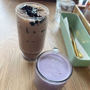Taste & Glory - Ube latte and iced cocoa x grass jelly - Breakfast & Brunch Near Me - San Mateo, California Taste & Glory - Ube latte and iced cocoa x grass jelly - Breakfast & Brunch Near Me - San Mateo, California