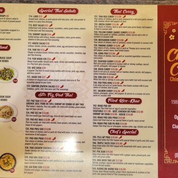 Chinese Combo - Menu September 2022 - Thai Near Me - Tucson, Arizona