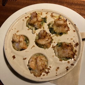 Seasons 52 - Shrimp and crab stuffed mushrooms with creamed spinach , so delicious - New American Near Me - Edison, New Jersey Seasons 52 - Shrimp and crab stuffed mushrooms with creamed spinach , so delicious - New American Near Me - Edison, New Jersey