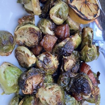 Rooftop - Roasted Brussels sprouts with large bacon chunks - New American Near Me - Walnut Creek, California Rooftop - Roasted Brussels sprouts with large bacon chunks - New American Near Me - Walnut Creek, California