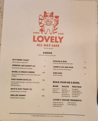 Menu photo 4 LOVELY Springfield, OR