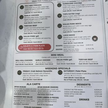 Kalei's Kitchenette - Menu 6/19/26 - Hawaiian Near Me - San Diego, California Kalei's Kitchenette - Menu 6/19/26 - Hawaiian Near Me - San Diego, California