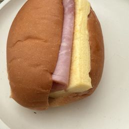 Egg, ham, and cheese bun. One of my favorite breakfast buns Egg, ham, and cheese bun. One of my favorite breakfast buns
