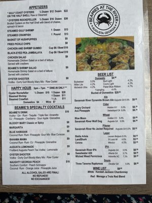 Menu photo 6 Beamie's at the River Augusta, GA