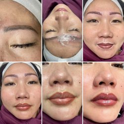 Queens Eyelashes Extension - PMU, old brow lightening/removing old ink
Lip neutralizing, and lip blush.
