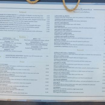 Osteria Romantica - Menu (March 2025) - Italian Near Me - La Jolla, California