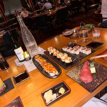 Virago - Left to right The Bomb roll, Truffle Futomaki roll, Dynamite roll, Maguro Tuna Sashimi - Asian Fusion Near Me - Nashville, Tennessee Virago - Left to right The Bomb roll, Truffle Futomaki roll, Dynamite roll, Maguro Tuna Sashimi - Asian Fusion Near Me - Nashville, Tennessee