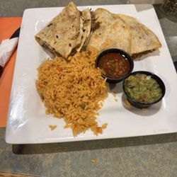 Milton Inn Bar & Grill - Quesadilla de Barbecoa- comes with rice, guac, homemade salsa, and sour cream (which I skipped)