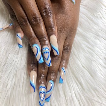 Divas Nails - Trendy swirl nails with heart - Nail Salons Near Me - Northridge, California Divas Nails - Trendy swirl nails with heart - Nail Salons Near Me - Northridge, California