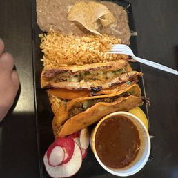 Queda birrias with rice & beans Queda birrias with rice & beans