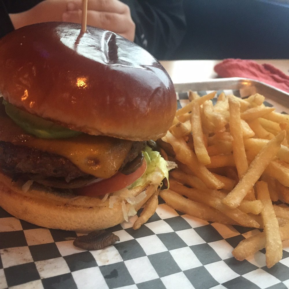 Garage Grill - Build a Burger with avocado and mushrooms - New American Near Me - Draper, Utah Garage Grill - Build a Burger with avocado and mushrooms - New American Near Me - Draper, Utah