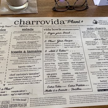 CharroVida - Menu part 1 - Mediterranean Near Me - Tucson, Arizona