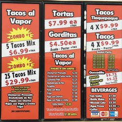 Regios Tacos Al Vapor - Menu May 2023