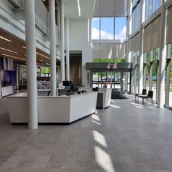 Columbus Metropolitan Library - Reynoldsburg - First floor looking towards the parking lot.  Lots of help desks available